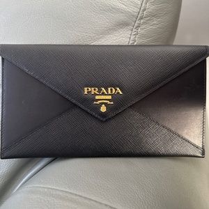 Prada Black Saffiano Wallet/Clutch